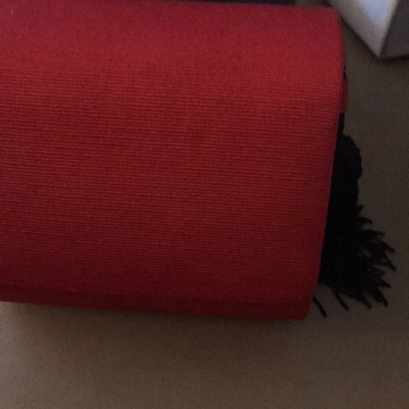 NWOT. Beautiful Red Silk mini bag. Red with black tassels on each side - Picture 3 of 5